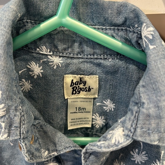 Oshkosh B’gosh Palm Print Button Front Romper summer vacation lightweight - Picture 4 of 6